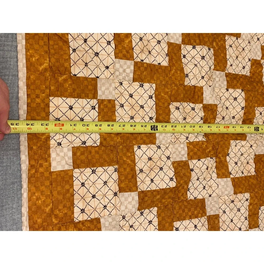 Handmade Childrens Quilt Patchwork Brown Orange Farmhouse Baby Toddler newborn